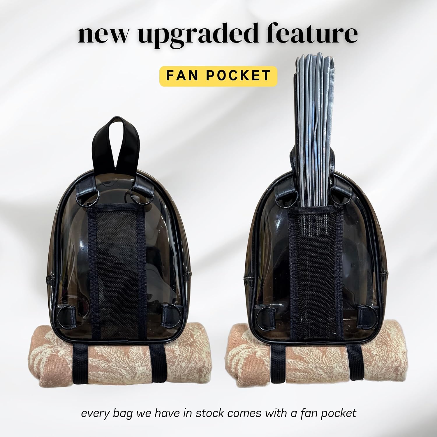 Otw Onthewae Anti-Theft Black Clear Transparent Small Mini Backpack Convertible Straps Crossbody For Raves Stadium Festival Concert (Mini W Strap - Black)