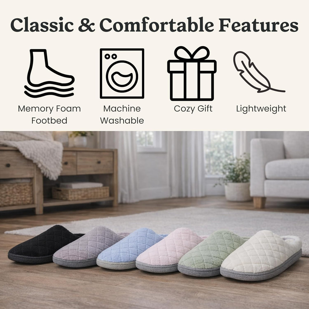 Leslie Terry Clog House Shoes With Memory Foam, Indoor Slippers With Wide Widths