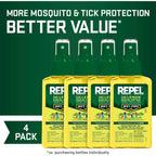 Repel Plant-Based Lemon Eucalyptus Mosquito And Insect Repellent, 4 Ounces, Deet-Free Bug Spray Insect Repellent Repels Mosquitoes For 6 Hours With Plant-Based Ingredients, 4 Pack