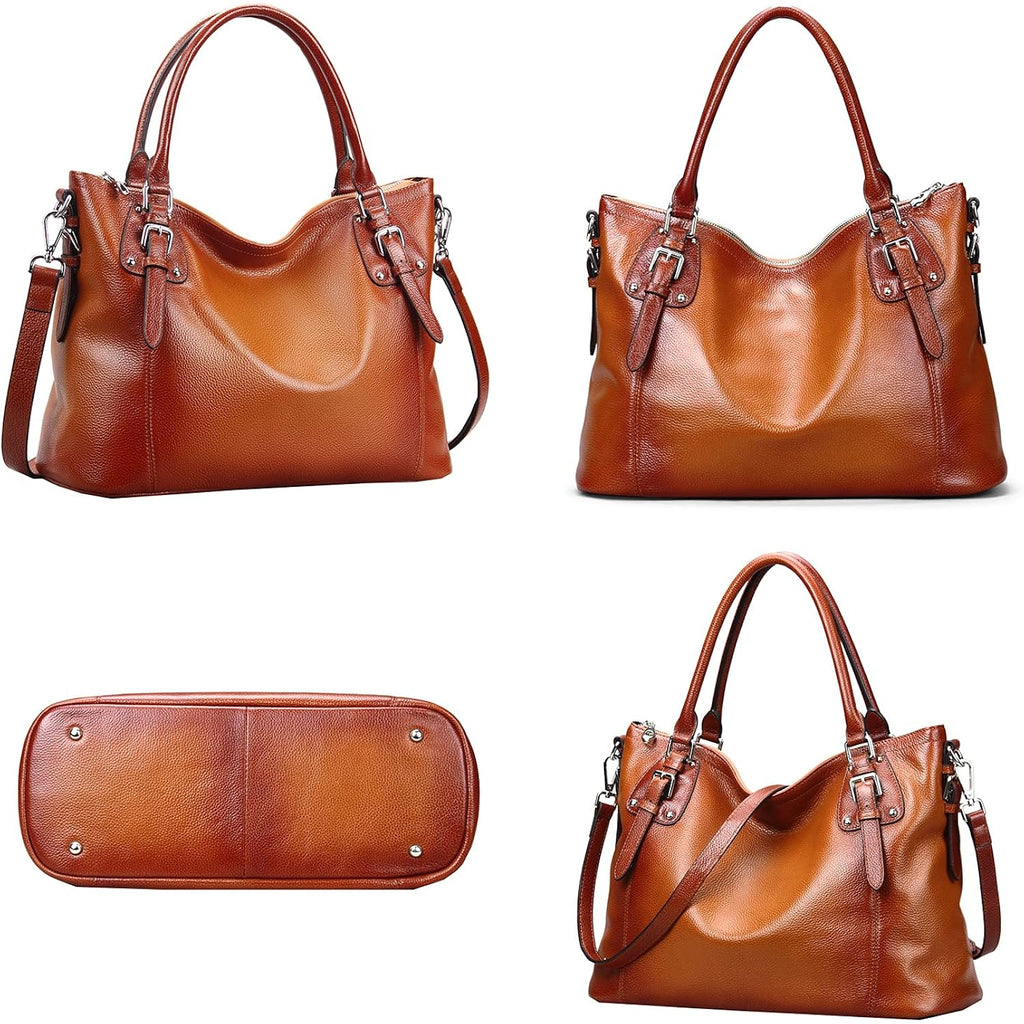 HESHE Genuine Leather Purses and Handbags for Women Tote Shoulder Bag Satchel Purse Top Handle Bags Hobo Crossbody Purse