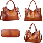 HESHE Genuine Leather Purses and Handbags for Women Tote Shoulder Bag Satchel Purse Top Handle Bags Hobo Crossbody Purse