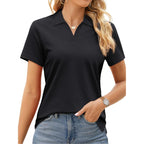 Women's Polo Shirts Cotton Pique Short Sleeve Summer Tops Collared V-Neck Work,Casual,Golf Shirt