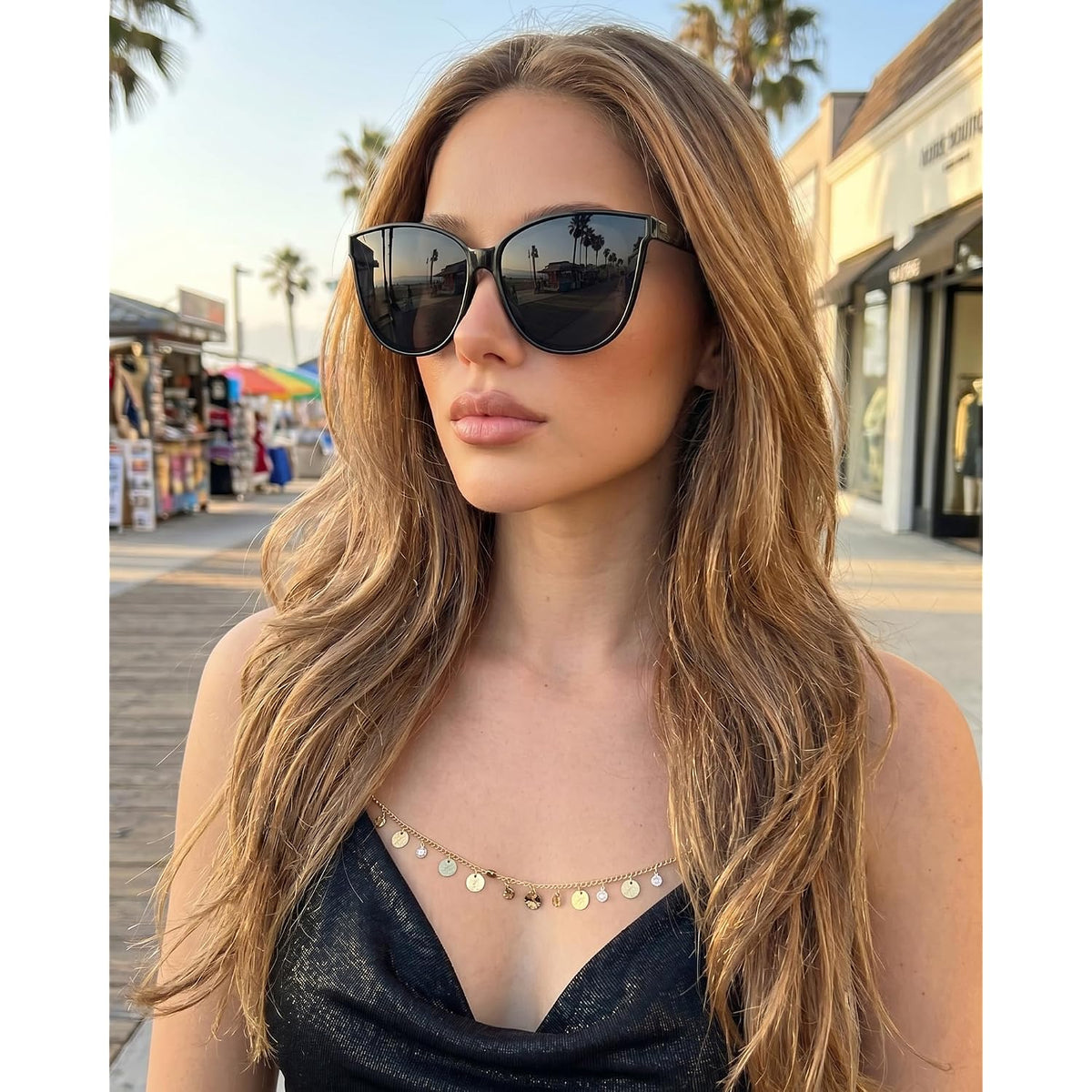 Oversized Cat Eye Sunglasses Women Polarized Uv400 Retro 70S Shades | Big Ultra-Oversize Vintage Trendy Sun Glasses For Wide Faces& Big Heads, With Giant Piqued Lenses For Beach Driving
