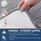 Arotive Bathroom Rugs 30x20, Extra Soft Absorbent Shaggy Chenille Bath Rugs, Machine Washable Rubber Backing Non-Slip Bath Mats for Bathroom Floor Tub and Shower, Home Decor Accessories, Grey