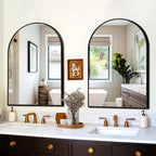 FICTOR Bathroom Mirror for Wall, Arched Vanity Bathroom Mirror for Over Sink, Metal Framed with HD Shatter-Proof Glass for Entryway, Living Room,Bedroom(2 Pack 24” x 36”, Black)