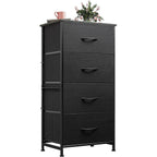 Wlive Dresser With 4 Drawers, Fabric Storage Tower, Organizer Unit For Bedroom, Hallway, Entryway, Closets, Sturdy Steel Frame, Wood Top, Easy Pull Handle, Charcoal Black