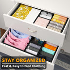 Spaceaid Drawer Organizer Clothes, 12 Pack Dresser Organizer Bins For Nursery, Closet Organization And Storage Dividers For Clothing, Baby Clothes, Underwears, Socks (Black)