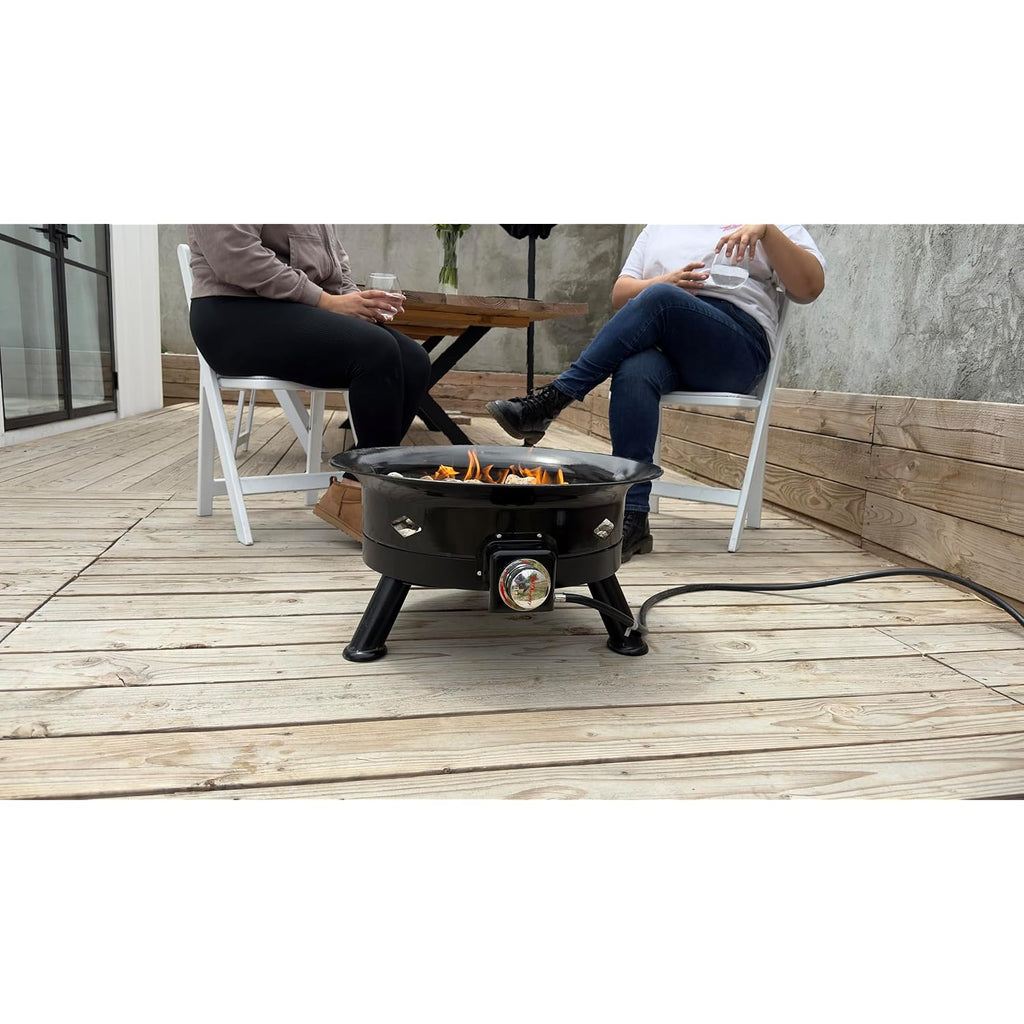 Flame King Smokeless Propane Fire Pit, 24-Inch Portable Firebowl, 58K Btu With Self Igniter, Cover, & Carry Straps For Rv, Camping, & Outdoor Living