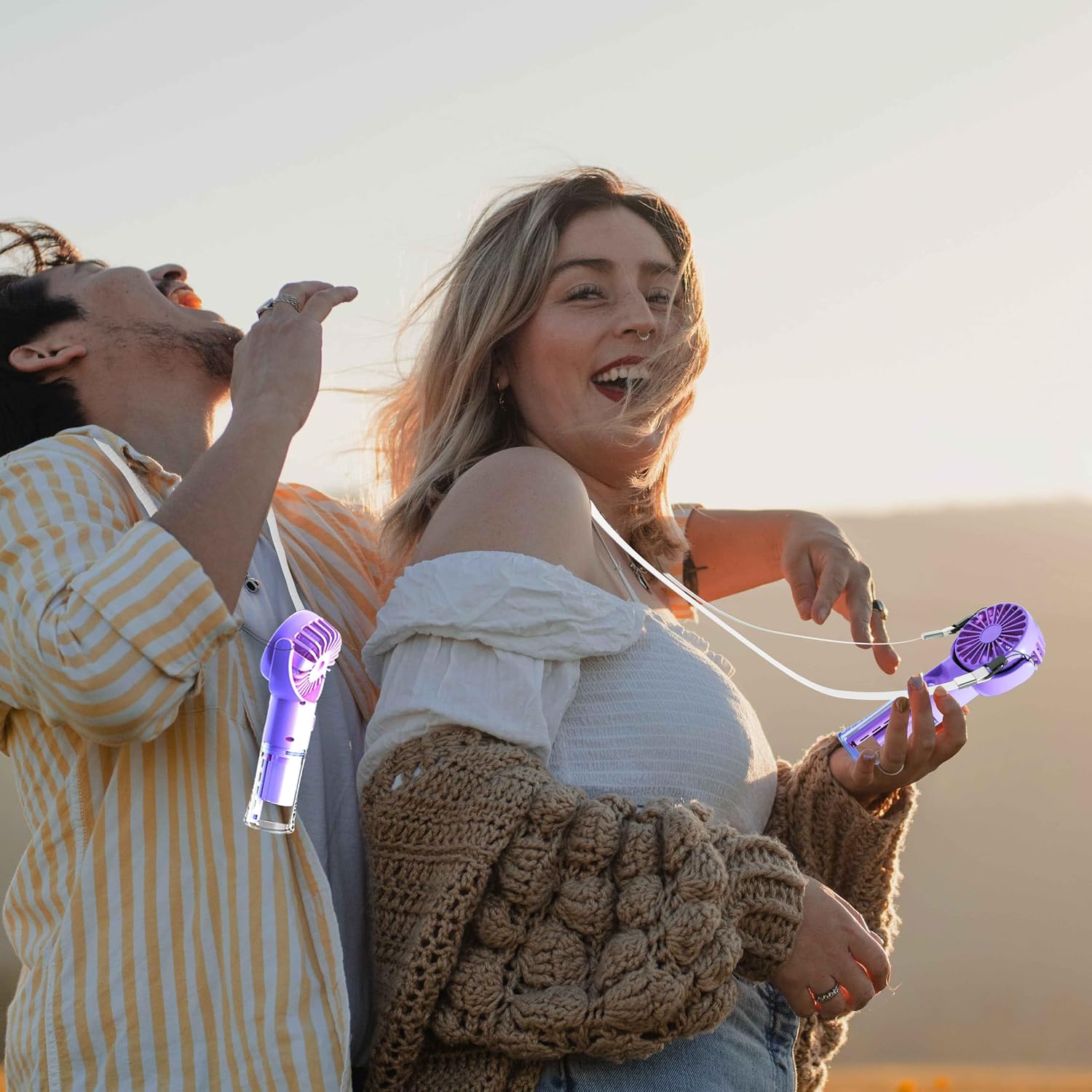 Handheld Misting Fan，Rechargeable Battery Operated ，Portable 4 Speeds & 55Ml 360° Swiveling Personal Fan For Travel Camping Outdoor (Purple)