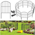 Garden Fence, Total 10Ft(L) X 24In(H) Garden Fencing Animal Barrier, 10 Pcs Rustproof Metal Fence Panels, Black No Dig Fence, Decorative Garden Fences And Borders For Dogs, Flower Bed, Patio
