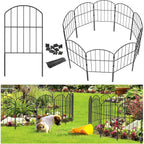 Garden Fence, Total 10Ft(L) X 24In(H) Garden Fencing Animal Barrier, 10 Pcs Rustproof Metal Fence Panels, Black No Dig Fence, Decorative Garden Fences And Borders For Dogs, Flower Bed, Patio