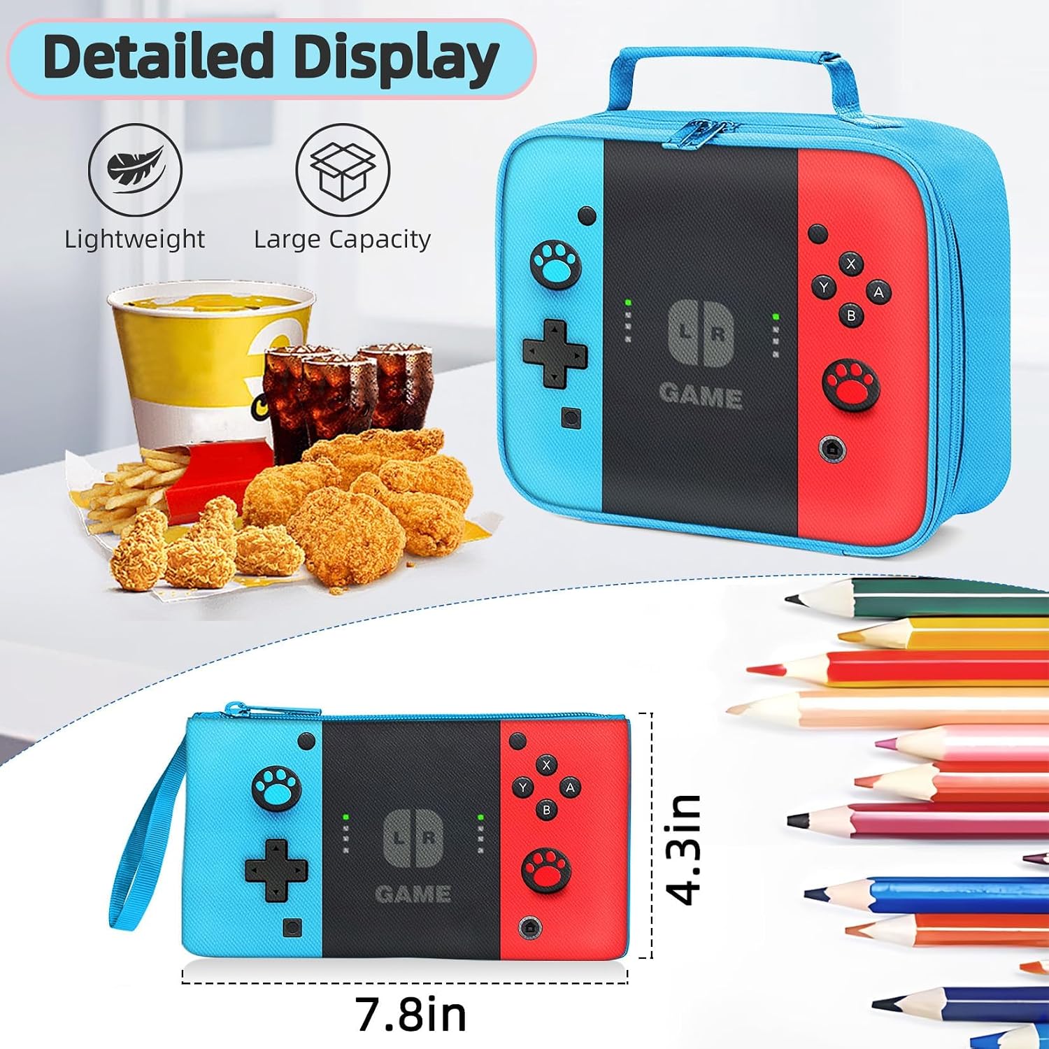 Kids Backpack For Boys - 3Pcs Gamer Boys Backpack With Lunch Box Set For Elementary Middle School - Students Bag For Ages 6-18,17″ Video Game Bookbag Travel Back Pack