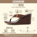 Cushionaire Bera Platform Thong Womens Sandals, Stylish Wedge Flip Flops For Women With Contoured Comfort Footbed