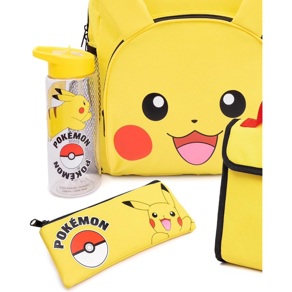 Pokémon Pikachu Kids Backpack Set | 4-Piece School Bag With Lunch Bag, Pencil Case & Water Bottle