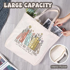 LEADO Cute Canvas Tote Bag with Pocket, Book Lovers Gifts - Mothers Day, Birthday, Book Club Gifts for Book Lovers Women - Reading Accessories, Librarian, Bookish, Readers, Teacher, Library Present