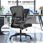 Felixking Office Chair, Ergonomic Desk Chair Breathable Mesh Chairs Adjustable High Back Lumbar Support Flip-Up Armrests, Executive Rolling Swivel Comfy Computer Chairs Home Office Black