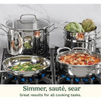 Cuisinart Chef’s Classic 11-Piece Stainless Steel Pots and Pans Set, Cookware Set Compatible with Induction, Electric, Gas Cooktops, Aluminum Core for Even Heat, Cool Grip Handles, Dishwasher Safe