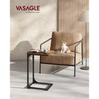 Vasagle C-Shaped End Table, Small Side Table For Couch, Sofa Table With Metal Frame For Living Room, Bedroom, Bedside, Rustic Brown And Black