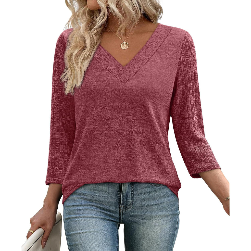 Wiholl 3/4 Length Sleeve Womens Tops Lightweight Summer Outfits Plus Size Casual T-Shirts
