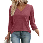 Wiholl 3/4 Length Sleeve Womens Tops Lightweight Summer Outfits Plus Size Casual T-Shirts
