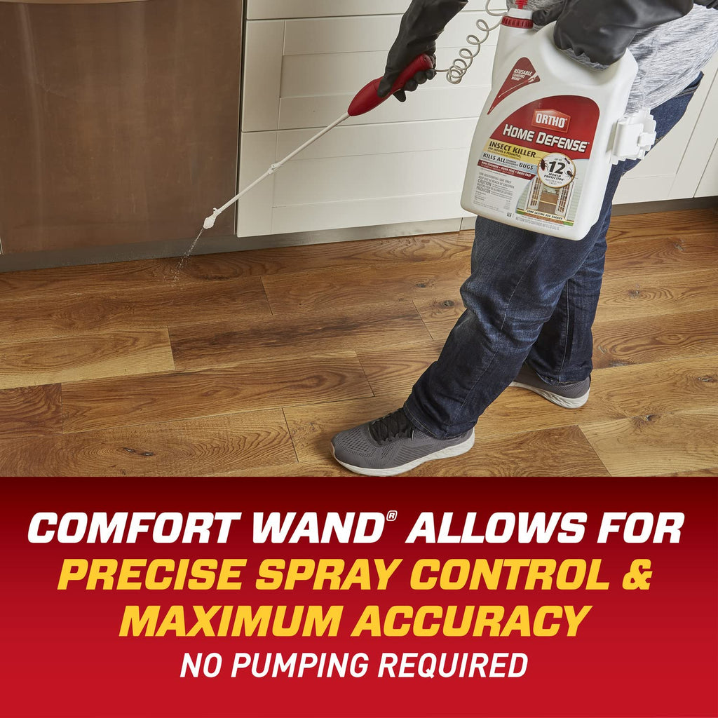 Ortho Home Defense Insect Killer For Indoor & Perimeter2, Wand, 1.33 Gal. | Ready-To-Use Bug Killer With Comfort Wand, Kills Ants, Roaches And Spiders, Use In Kitchens, Bathrooms And Home Perimeter