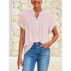 Mascomoda Womens 2026 Button Down Shirts Ruffle Short Sleeve Loose Summer Tops Dressy Casual V Neck Business Work Blouses