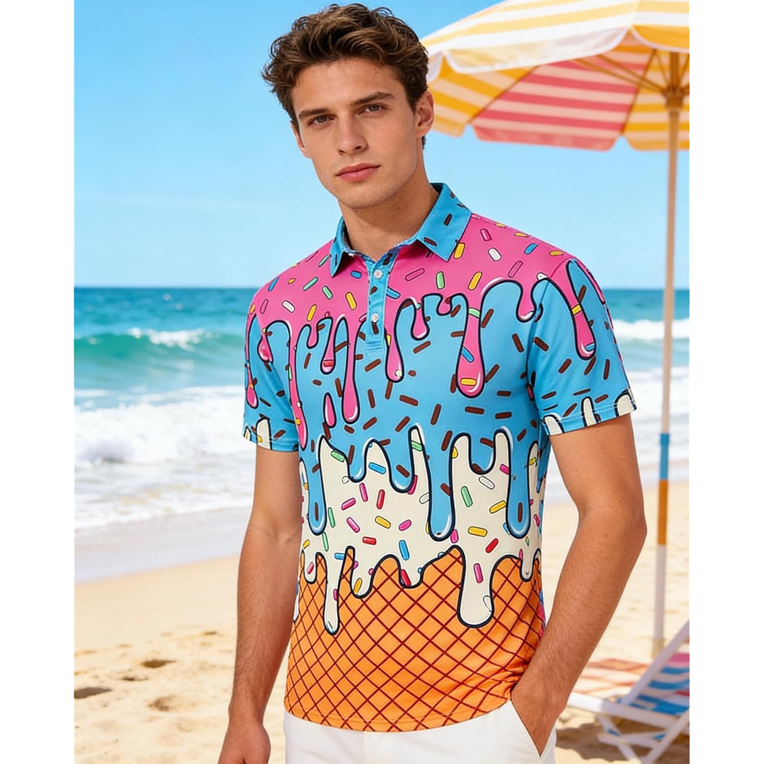 Uideazone Golf Shirts For Men Dry Fit Polo Shirt Short Sleeve Moisture Wicking Golf Polos Performance Golf Tennis Shirt