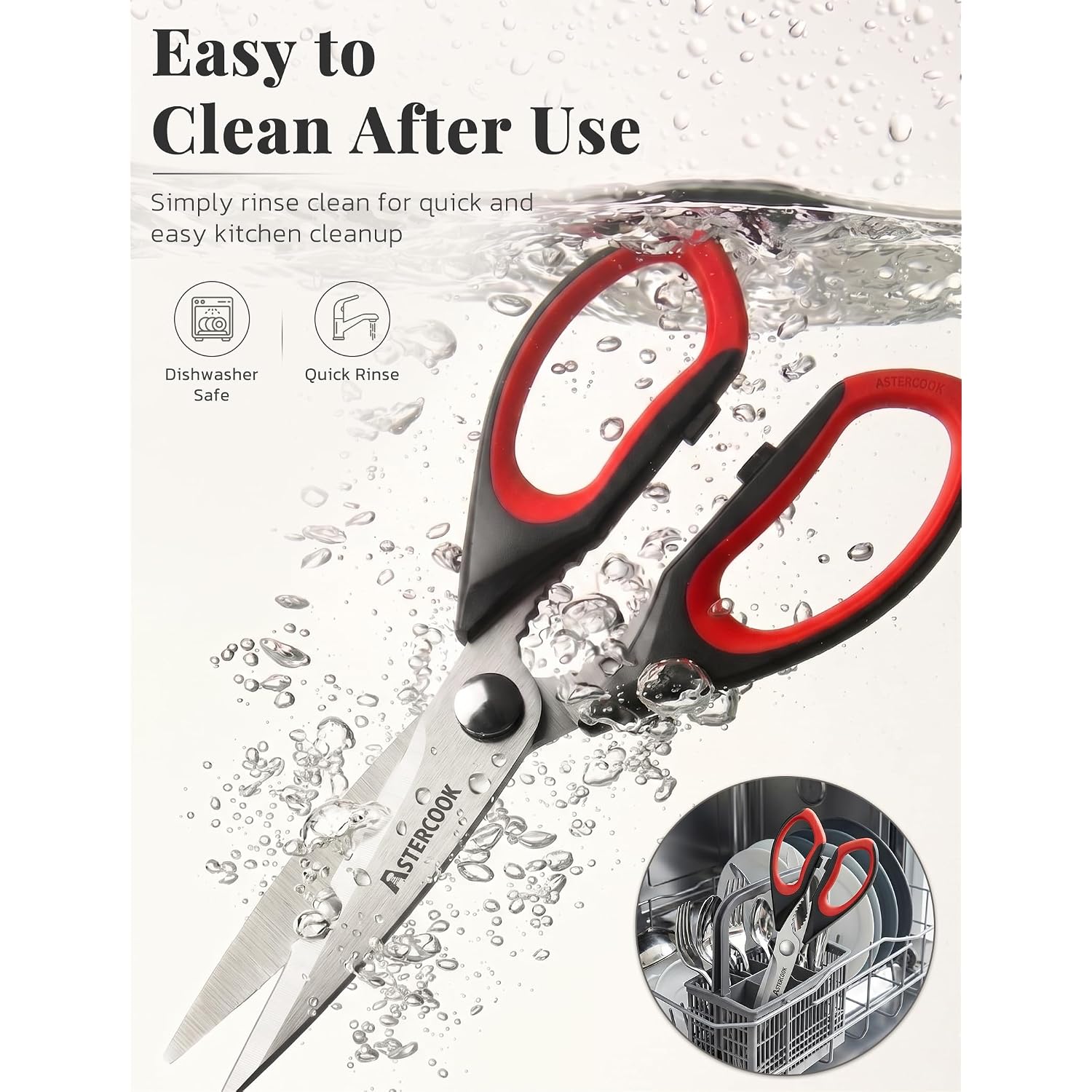 Astercook Kitchen Scissors 3 Pack, Heavy Duty All Purpose Kitchen Shears For Food And Packaging, Stainless Steel Food Scissors For Meat, Poultry, Herbs And Vegetables, Dishwasher Safe