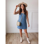 Dokotoo Womens Sleeveless Casual Denim Dress Western Cowgirl Outfits Jean Overall Dress