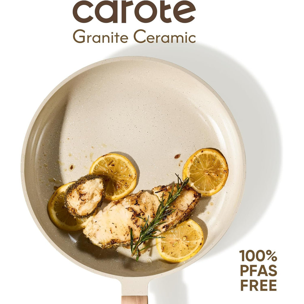 CAROTE 14Pcs Pots and Pans Set Non stick, Ceramic Cookware Set, Non-toxic Kitchen Cooking Set, PFAS and PFOA Free