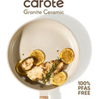 CAROTE 14Pcs Pots and Pans Set Non stick, Ceramic Cookware Set, Non-toxic Kitchen Cooking Set, PFAS and PFOA Free