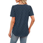 Womens Tops Dressy Casual Blouses Short Sleeve Shirts Plus Size Fashion Clothing Spring Summer Outfits Button Pleated Front