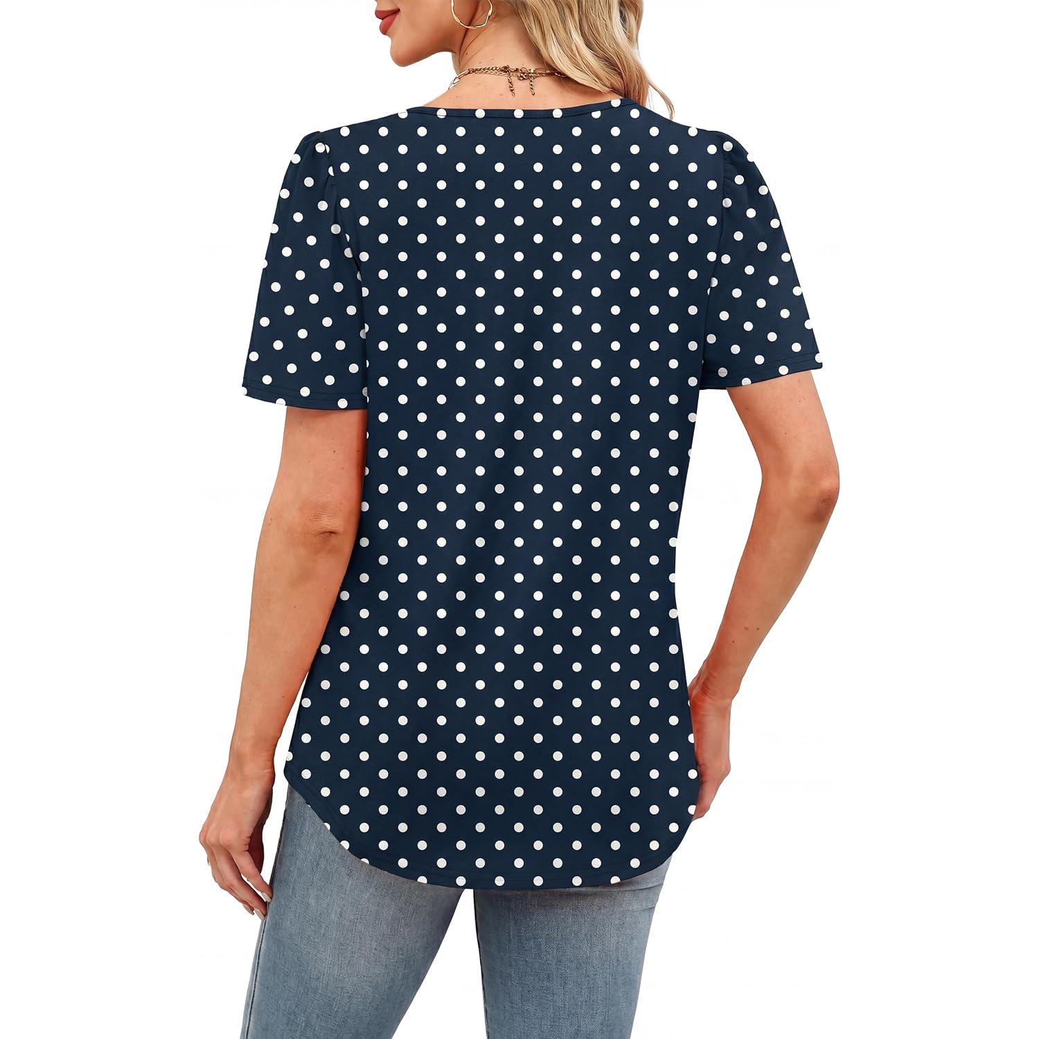 Womens Tops Dressy Casual Blouses Short Sleeve Shirts Plus Size Fashion Clothing Spring Summer Outfits Button Pleated Front