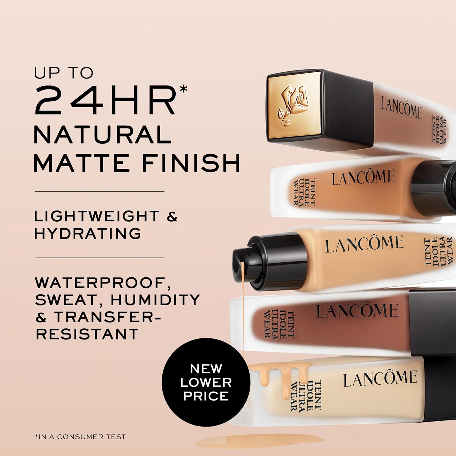 Lancôme Teint Idole Ultra Wear Natural Matte Foundation- Longwear, Medium-Full Coverage, Natural Finish, Waterproof & Hydrating Formula