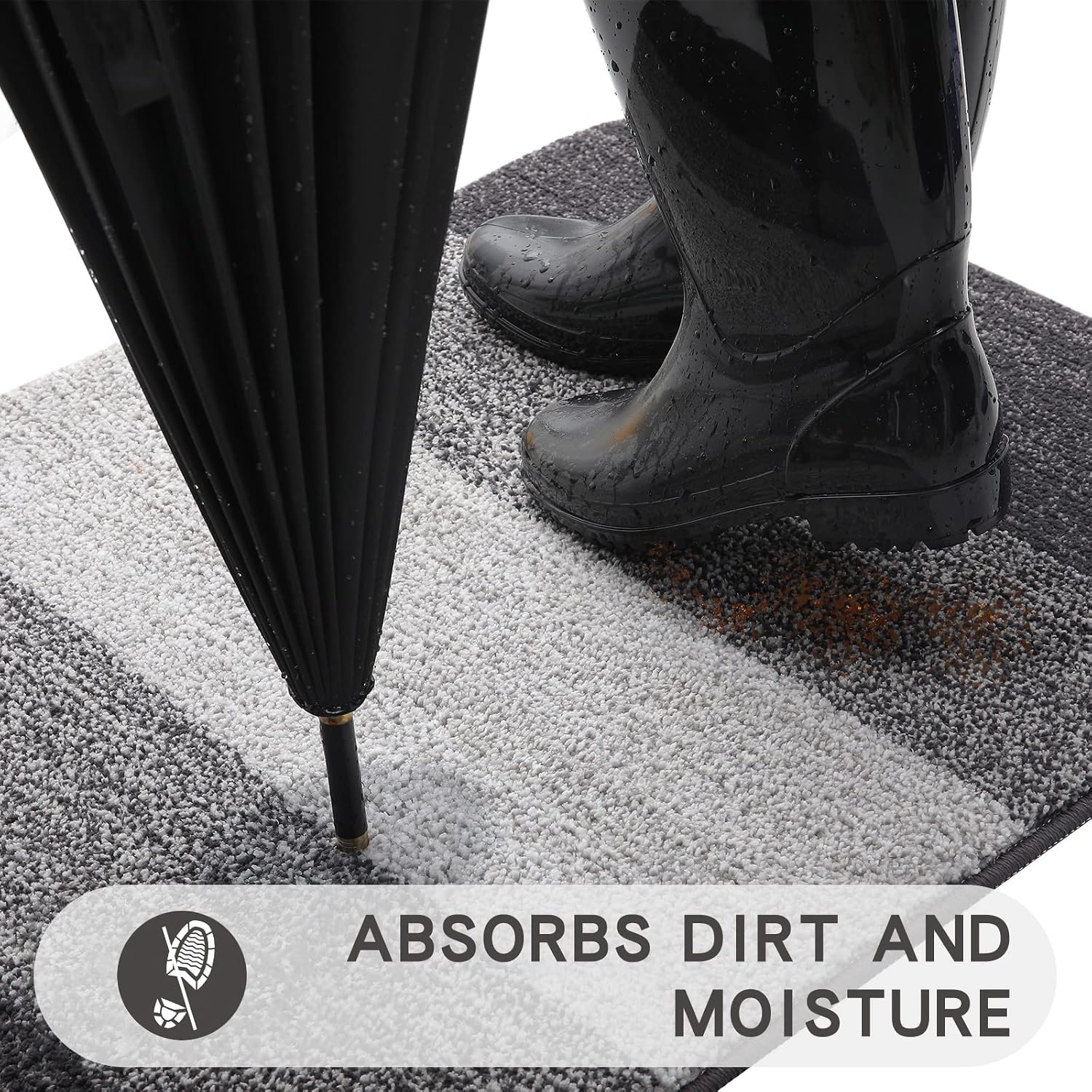 Indoor Outdoor Door Mat, 32X20 Non-Slip Absorbent Dirt Trapper, Low-Profile Washable Inside Entrance Front Floor Mat, Sturdy Soft Entry Doormats For Entryway, Grey