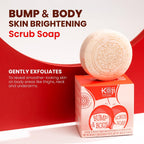 Koji White Kojic Acid Bump Eraser Body Scrub Soap For Exfoliation Butt, Elbow, Underarm With Glutathione, Coenzyme Q10, Skin Brightening For Fade Dark Spots, Fine Lines And Wrinkles, 2.82 Oz (2 Bars)
