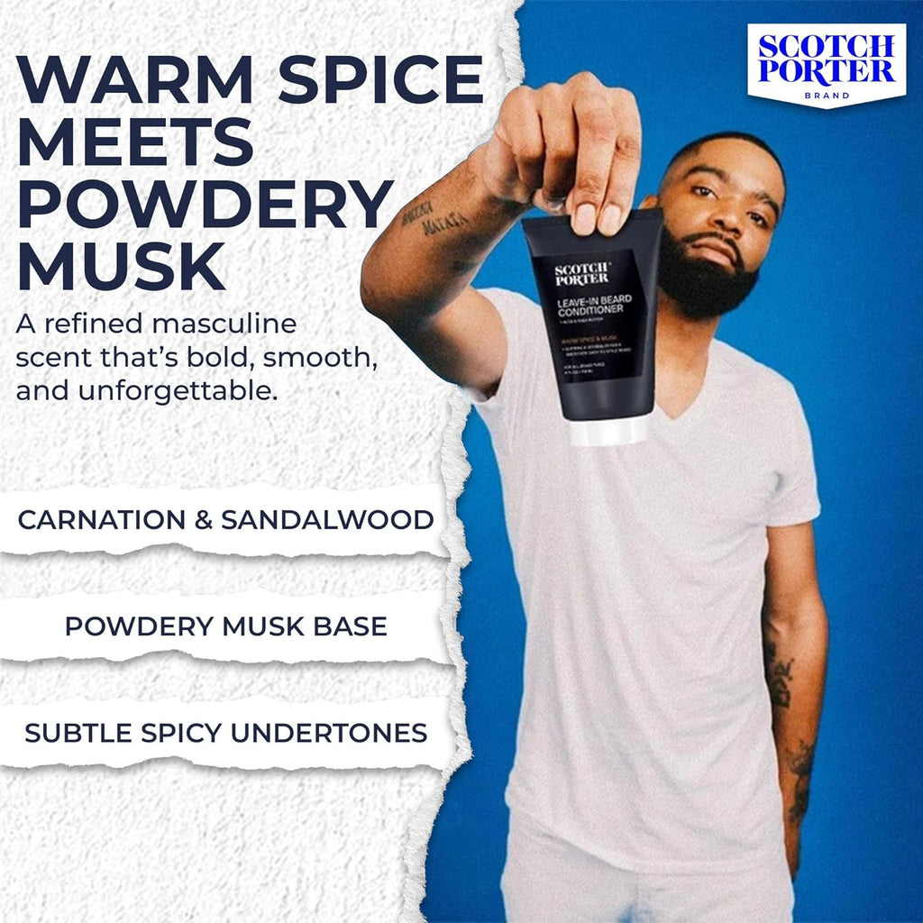 Scotch Porter Restorative Leave-In Beard Conditioner – Deep Conditioning Softener with Lightweight Feel, Reduces Frizz & Provides Long-lasting Hydration & Shine to Dull, Dry, Coarse Beards – 4 oz.