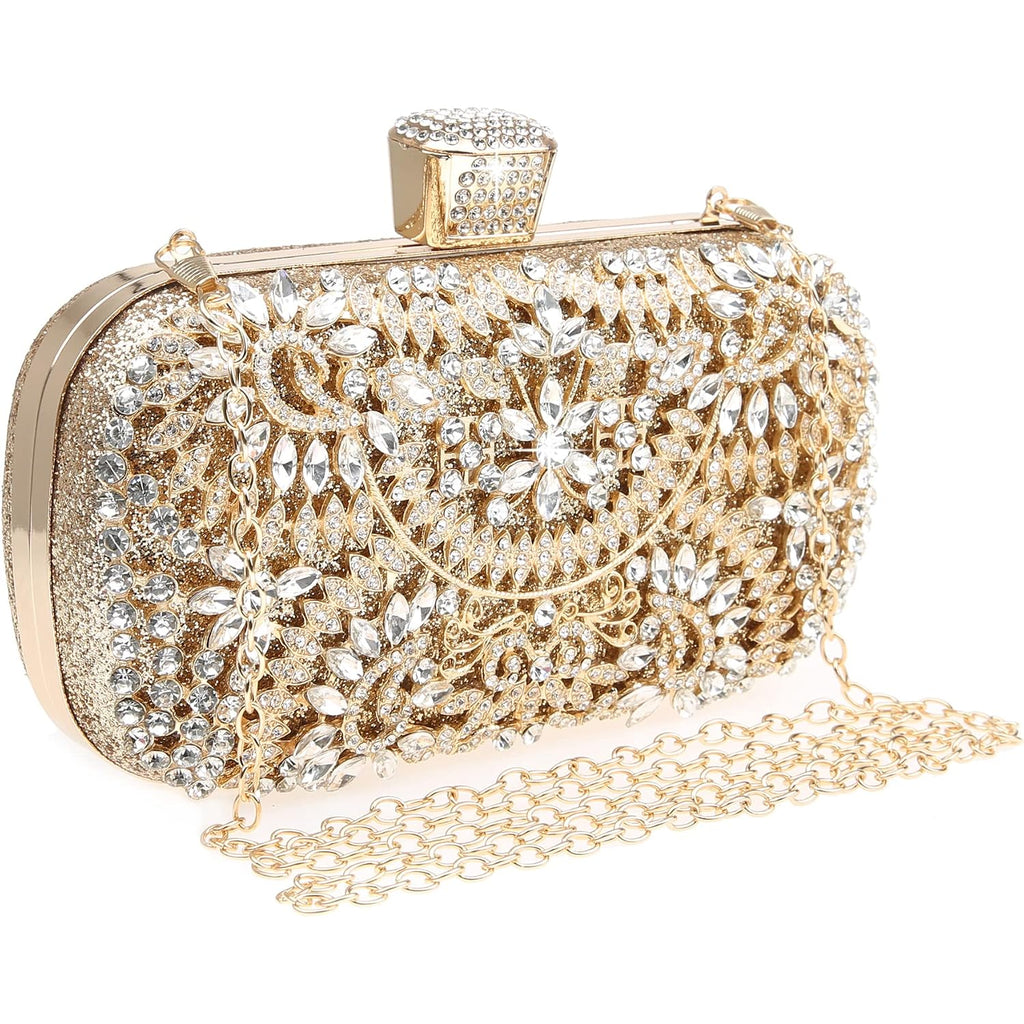 Womens Sparkly Rhinestone Crystal Clutch Bag Glitter Sequin Bridal Purse Evening Handbag For Wedding Party Prom