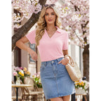 Yucolen Polo Shirts For Women Short Sleeve V Neck Golf Shirt Upf 50+ Sun Protection Work Summer Casual Tops