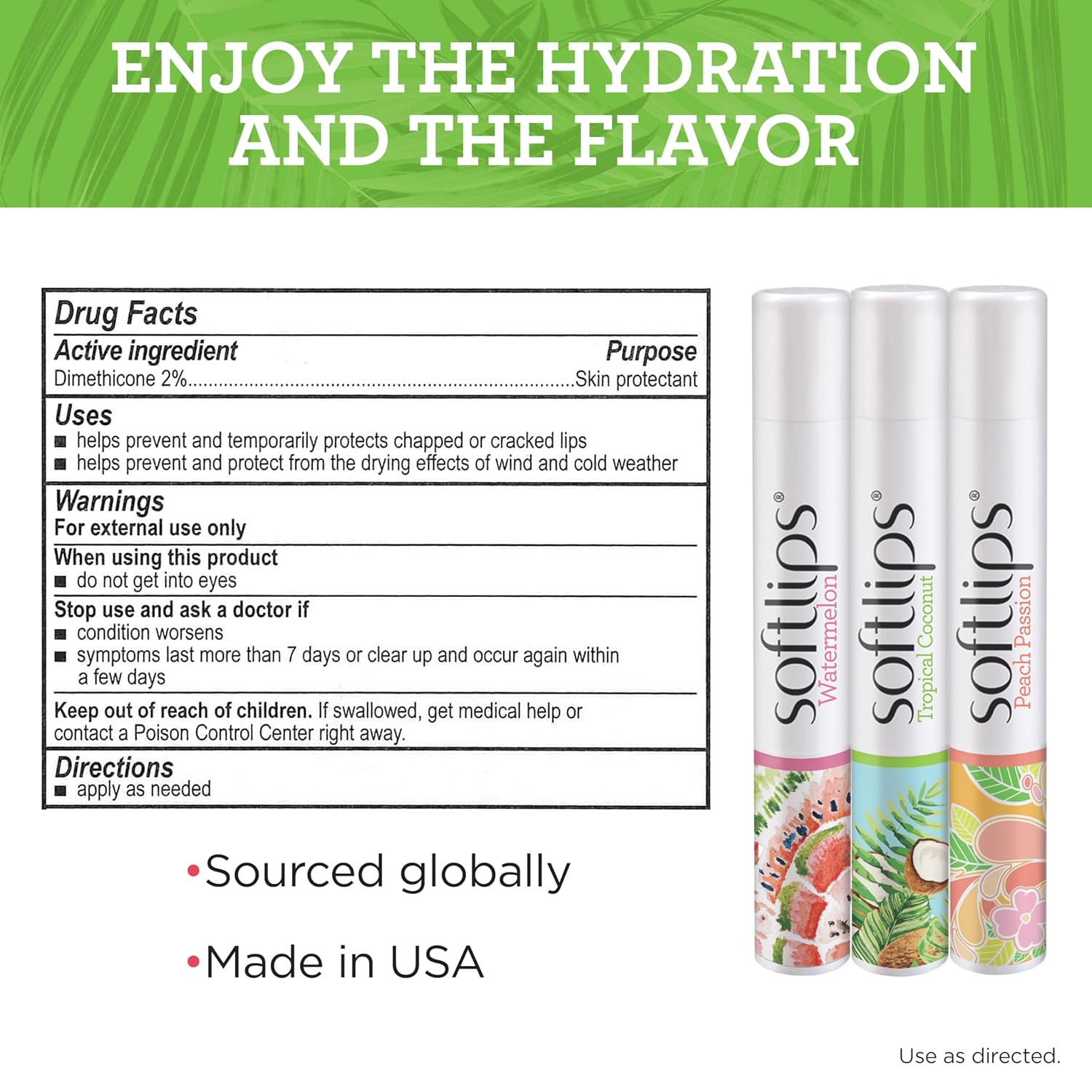Softlips Daily Lip Moisturizer For Very Dry Lips, Tropical Flavored Lip Balms, Hydrates, Soothes & Prevents Dry, Chapped Lips, Smooth Glide Formula, Dermatologist Tested, Pack Of 3 Chap Sticks