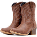 Cowboy Boots For Women Wide Suede Ankle Western Cowgirl Boots Mid Calf Pointed Toe Short Chunky Classic Booties