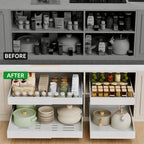 Paketa 4 Pack Expandable Pull Out Cabinet Organizer, 21'' Deep Pull Out Drawers For Cabinets,Upgrade 3 Slide Rails Sliding Drawer For Kitchen Cabinet Organizer With Adhesive Nano Film (White)