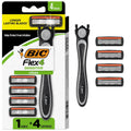BIC Flex 4 Men's Refillable 4-Blade Razors with 1 Handle and 4 Cartridges, Pivoting Head and Lubricating Strip for Father’s Day