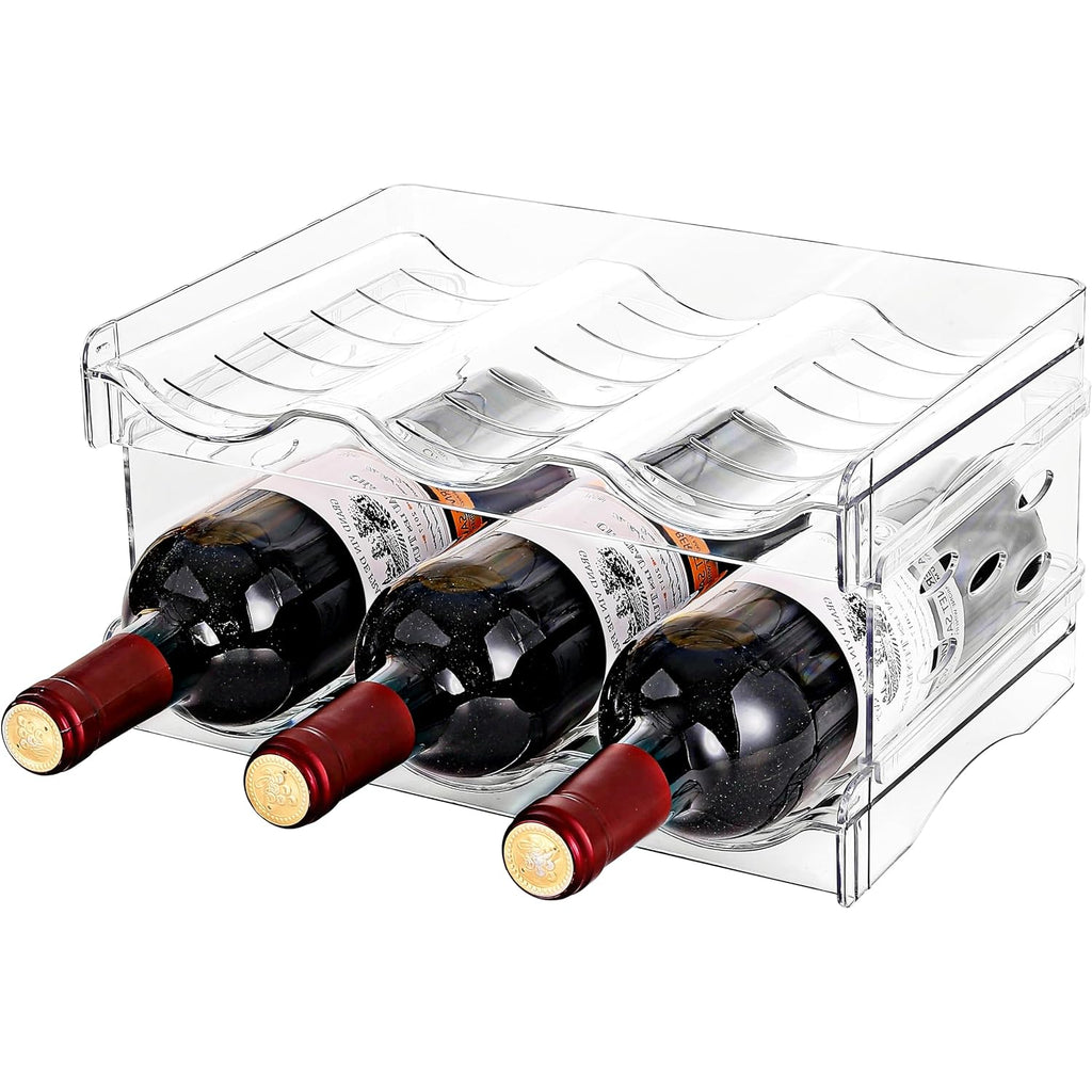 Stackable Wine Rack,Wine Bottle Holder For Inside Cabinet,For Pantry,Refrigerator,Countertop Organization-2 Tiers For 6 Bottles