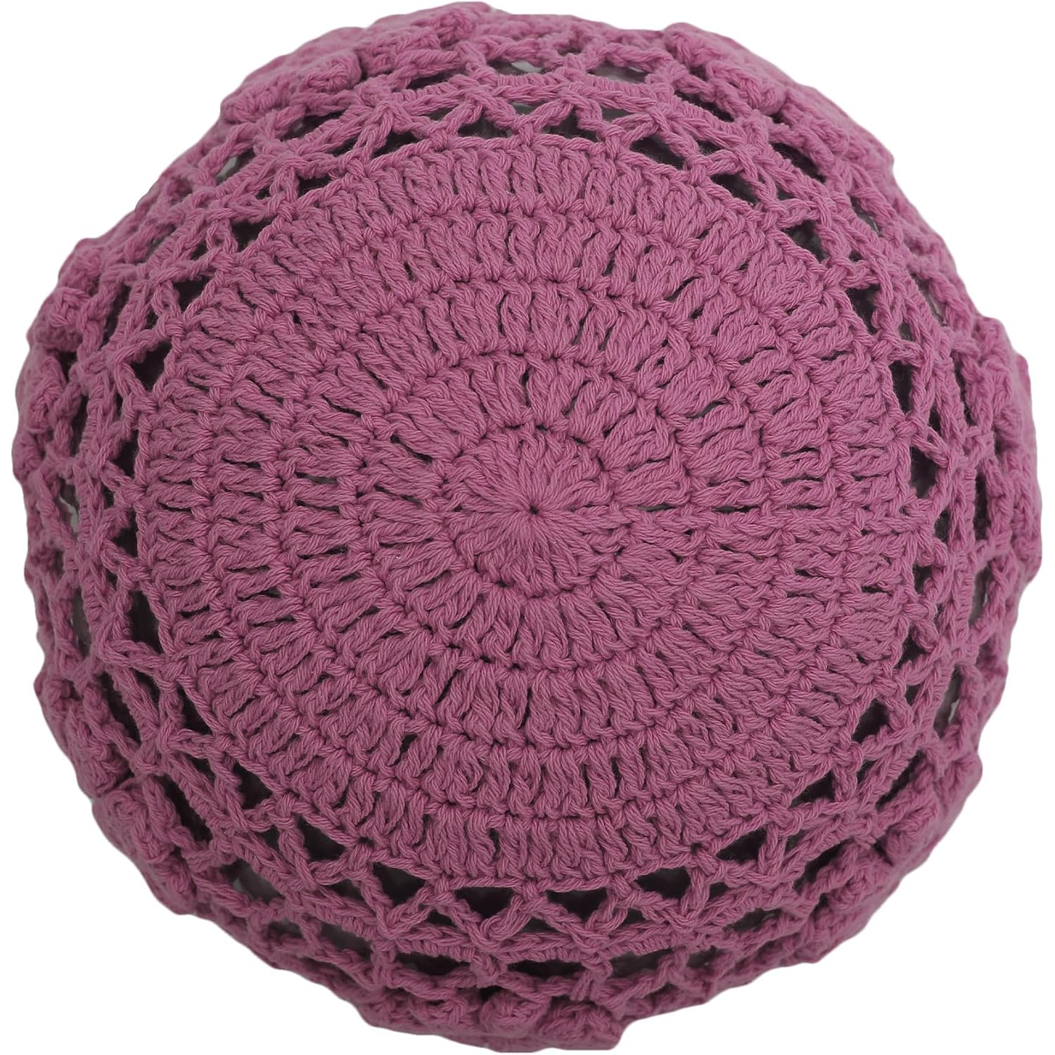 Zlyc Women Cotton Crochet Skull Cap Handmade Knit Cutout Floral Beanie Hat