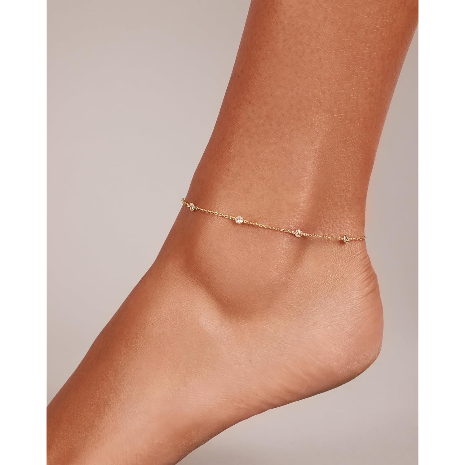 PAVOI 14K Gold Plated Anklet for Women - Trendy Link Chain Ankle Bracelet Summer Jewelry - Boho Dainty Anklets with Cubic Zirconia, Beaded, Evil Eye, Star, Station, Pearls Adjustable Gold Jewelry