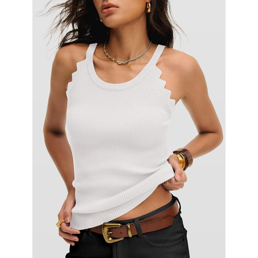 Anrabess Womens Summer Tank Tops Sleeveless Ribbed Camisole | Spaghetti Strap Cami Sweater, Soft Lightweight, Slim Knit, Casual Beach Vacation Travel Office Clothes, Spring Fall Layering