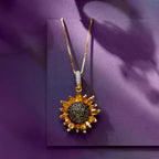 Ross-Simons 1.70 ct. t.w. Citrine and .80 ct. t.w. Smoky Quartz and .10 ct. t.w. White Topaz Sunflower Pendant Necklace in 18kt Gold Over Sterling. 18 inches