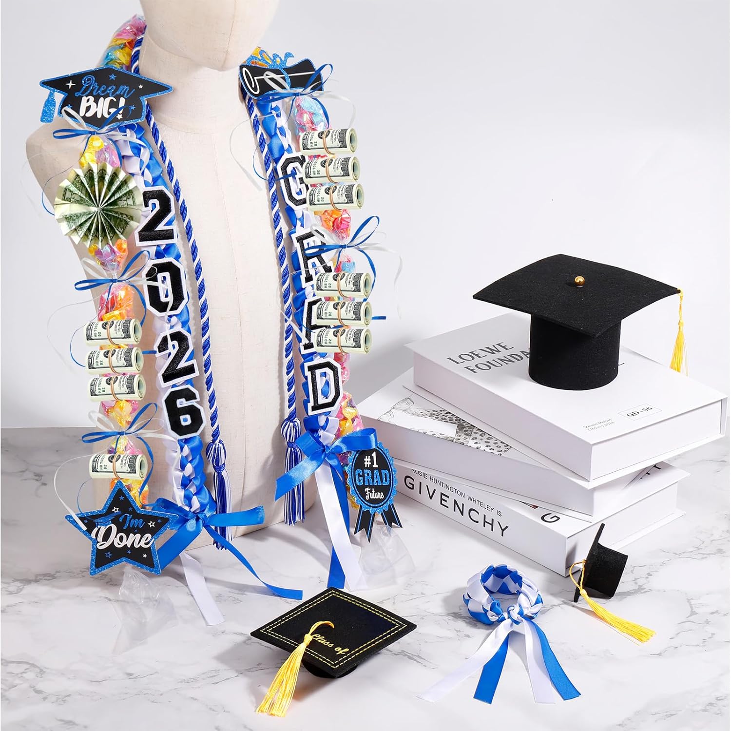 LUYI 18 Pcs Graduation Leis 2026 Graduation Candy Lei Kit Class of 2026