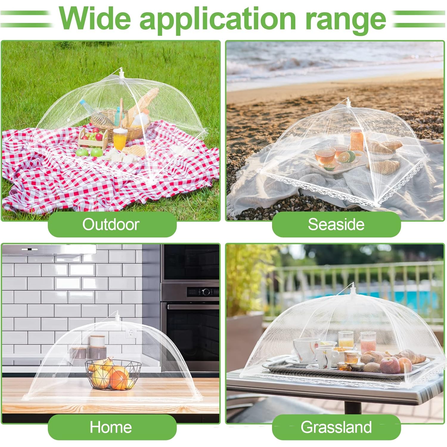 4 Pack Mesh Food Covers 17 inch, Large and Tall Food Covers, Pop-Up Mesh Food Covers Tent Umbrella for BBQs, Outdoors, Screen Tents, Parties Picnics, Fruit Cover